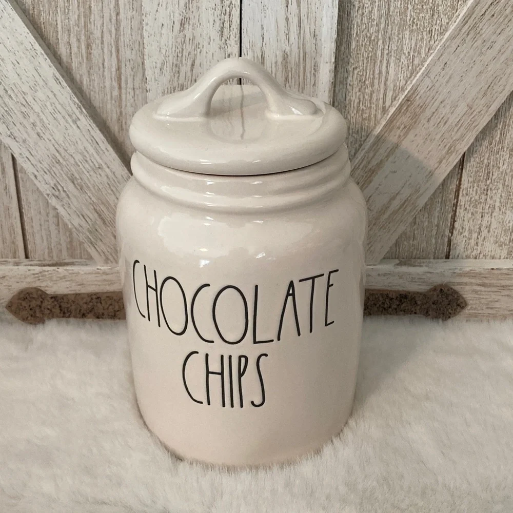 Rae Dunn Baby Size Ceramic Chocolate Chips Jar